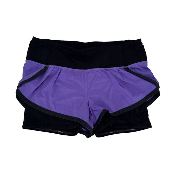 Lululemon Run Speed Squad Short Power Purple/Black SIZE 6, W7407S - Picture 2 of 9